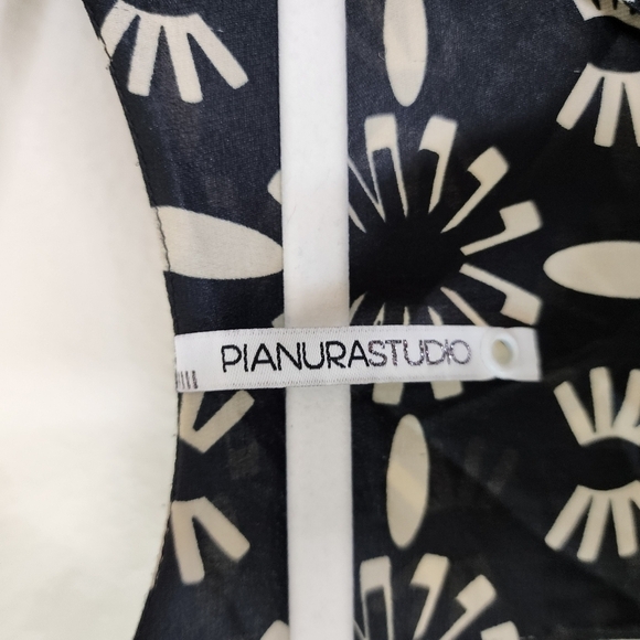 PIANURASTUDIO Satin Abstract Maxi Dress 44 - Picture 4 of 7